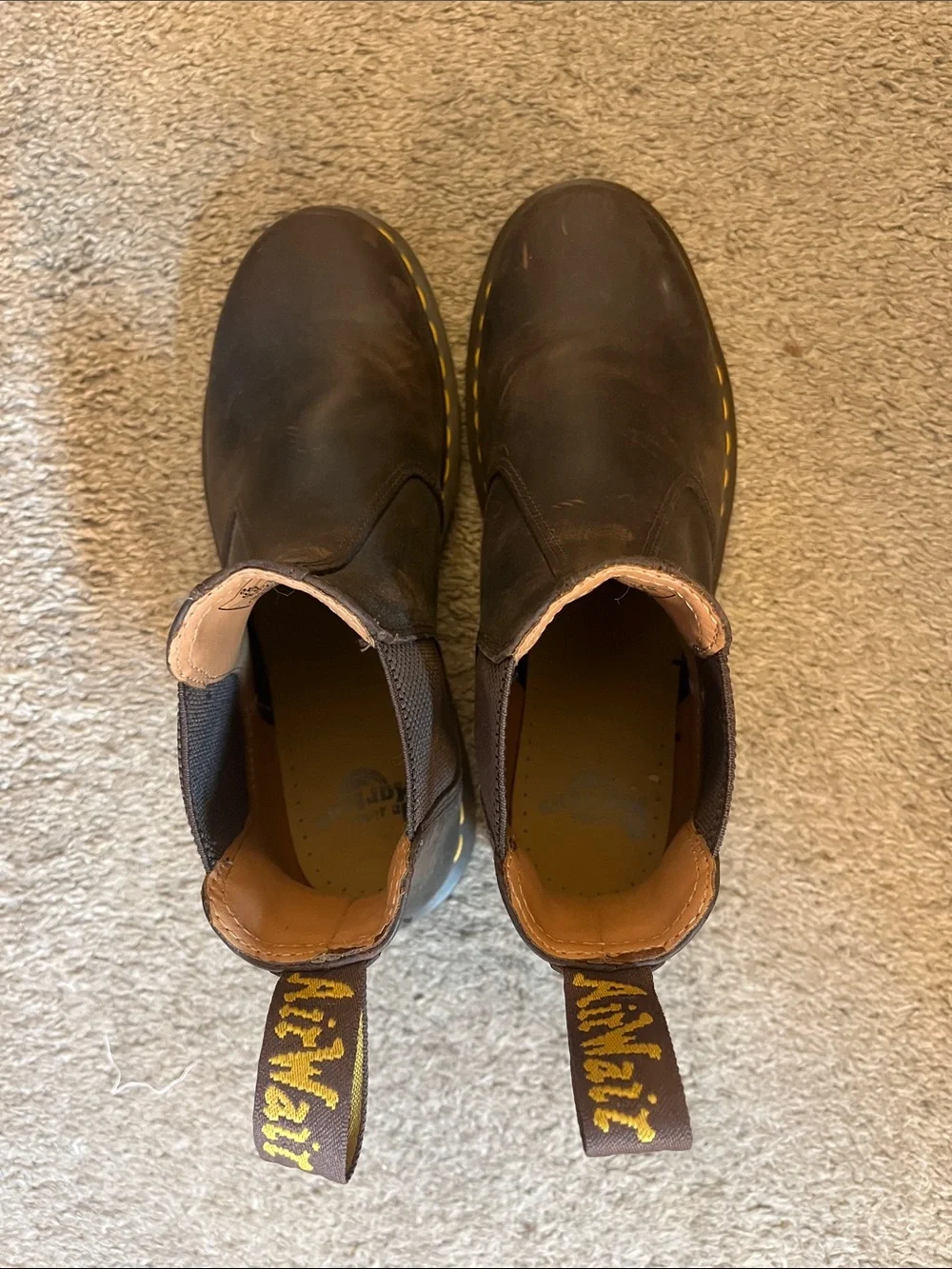 Dr. Martens Brown Leather Chukka Boots with Yellow Stitching Men's 10 M/ 11 US L